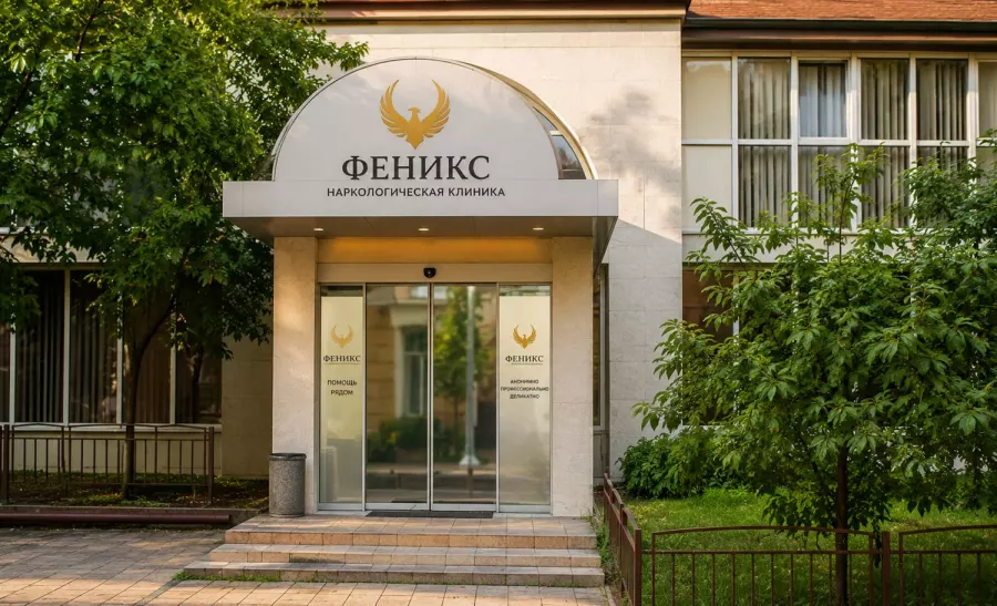 Вход в наркологическую клинику «Феникс» в Талдоме